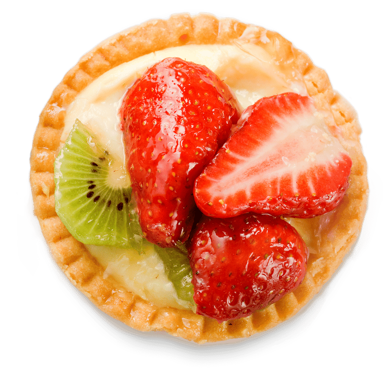 Dolcetto con crema, fragole e kiwi