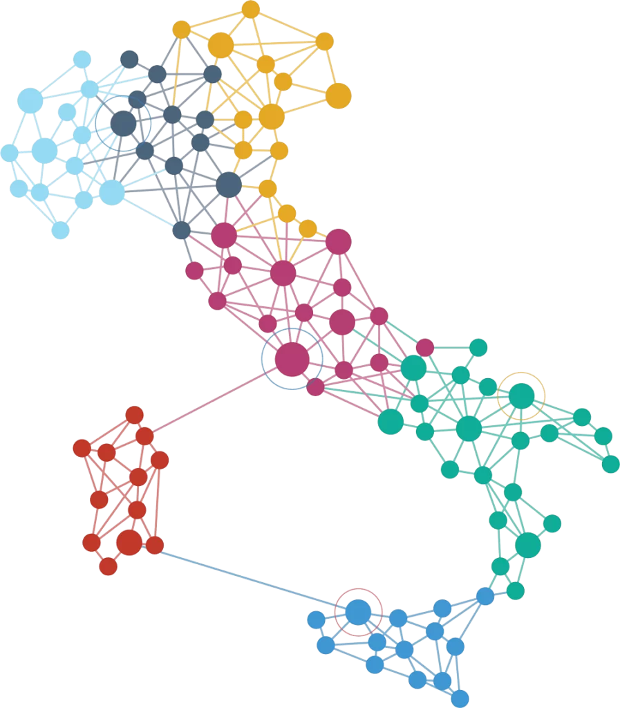 Italia rappresentata come reti neurali